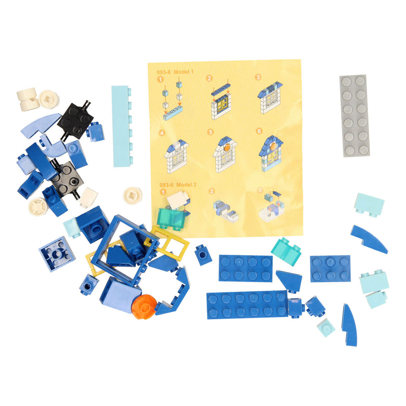 Bouwblokjes 3in1 Blauw - Trein, Walvis, Huis, 80dlg.