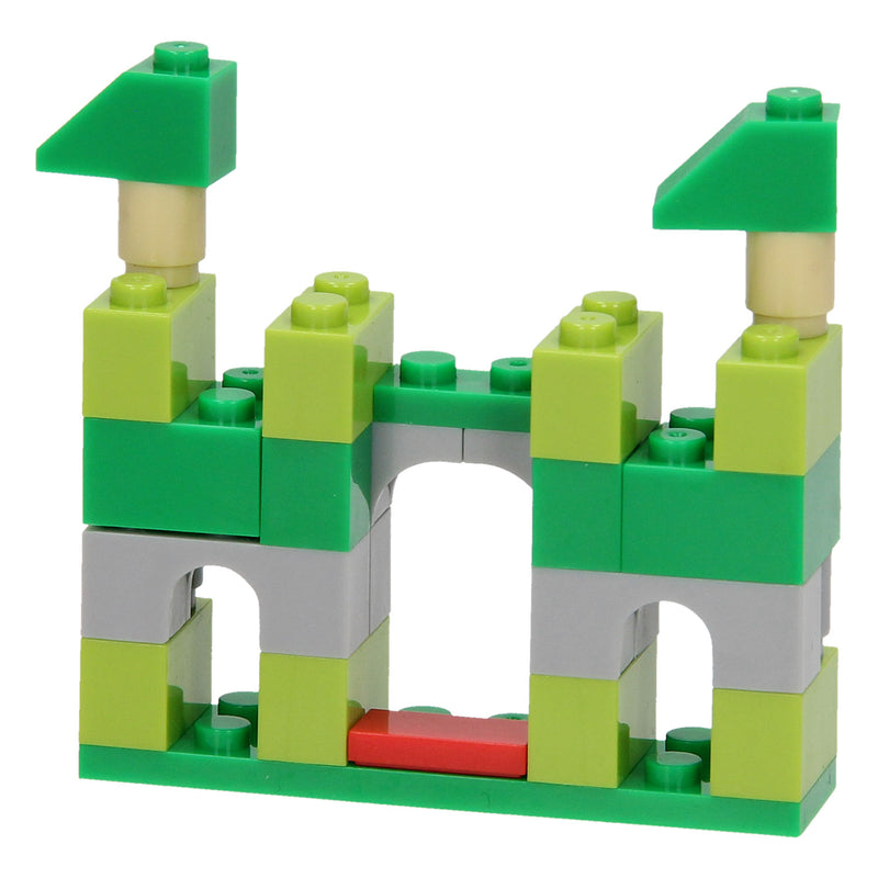 Bouwblokjes 3in1 Groen - Tractor, Krokodil, Kassteel, 64dlg.