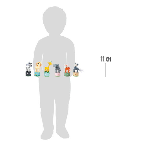 Small Foot - Houten Drukfiguur Wilde Dieren, Set van 6