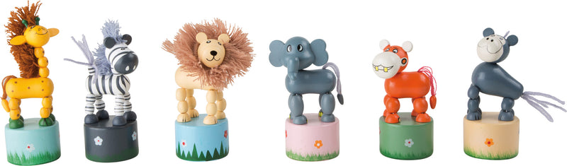 Small Foot - Houten Drukfiguur Wilde Dieren, Set van 6