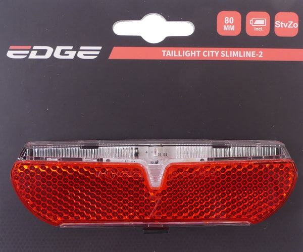 Dragerachterlicht Edge City Slimline-2 - 80mm - StVZO keurmerk - incl. batterijen