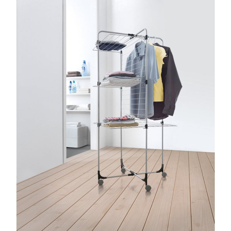 Metaltex Aliseo Droogtoren 30 m Drooglijn 76x68x154 cm Zilver/Zwart
