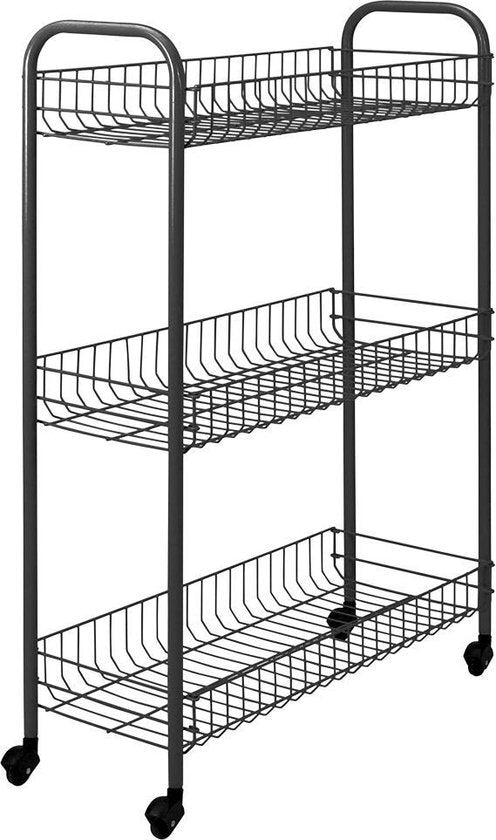 Metaltex Badkamer-/keukentrolley Slim 84x56 cm Staal Zwart