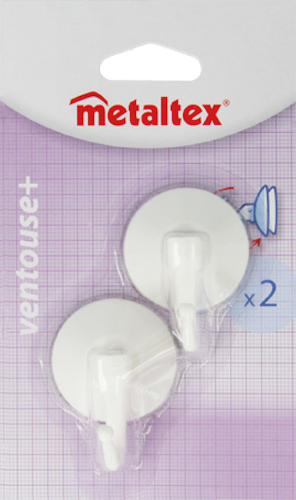 Metaltex Haken met Zuignap 2 Stuks Wit