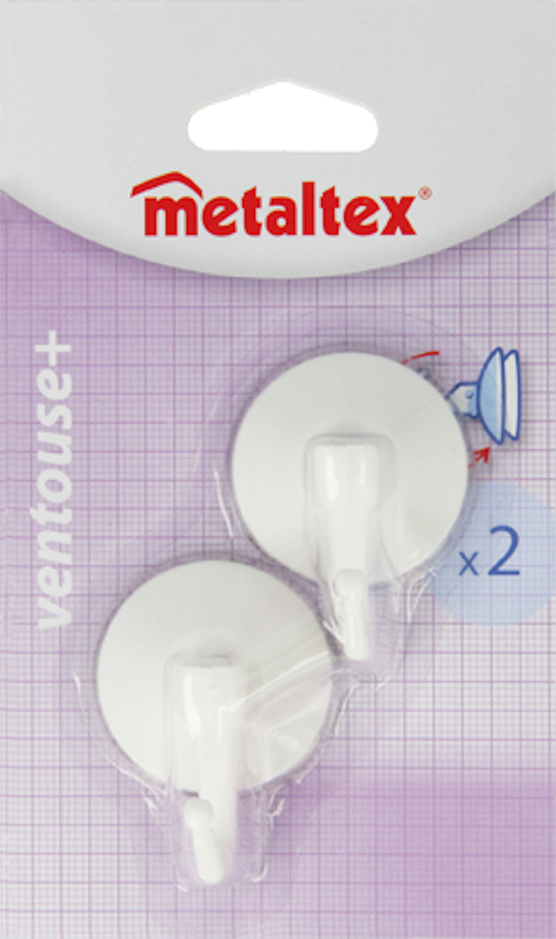 Metaltex Haken met Zuignap 2 Stuks Wit