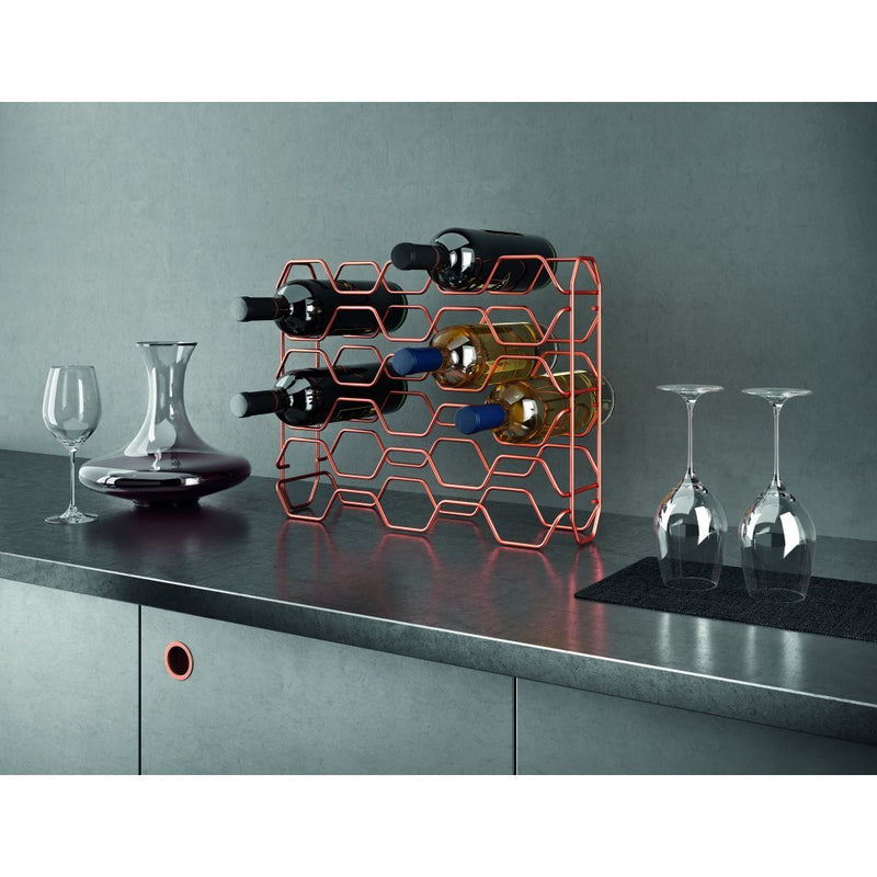 Metaltex Hexagon Flessenhouder voor 15 Flessen 43x12x34 cm Koper