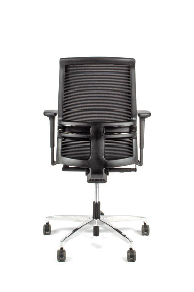Linea Fabbrica Omnia 01 Zwart/Grijs Bureaustoel met 3D Armleuning + Aluminium Voet