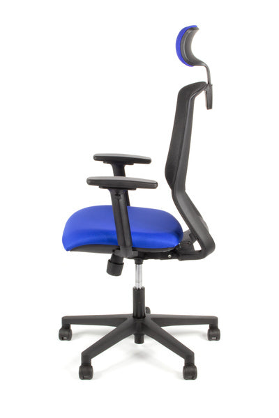 Geen Merk LF-2012405 Bureaustoel Linea Tekna 01/PT Zwart/blauw Met 3D Armleuning En Hoofdsteun