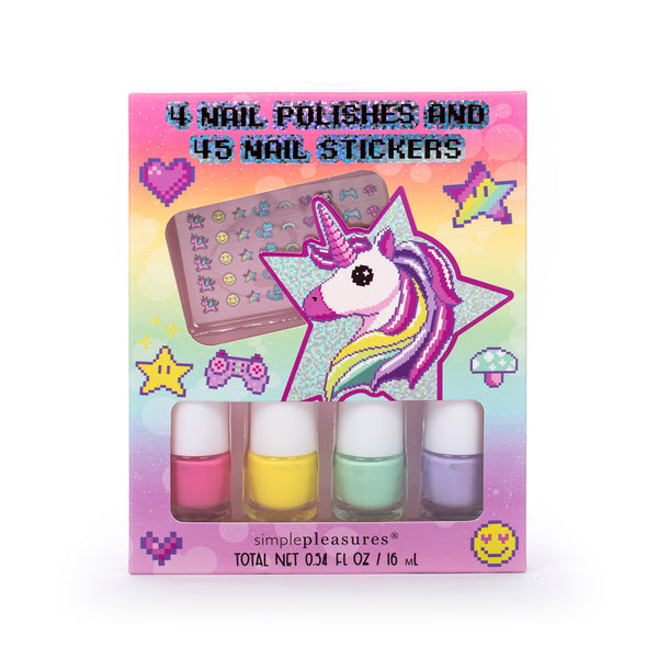 Gamer Girl Nailart Set 4 Potjes Nagellak + 45 Nagel Stickers