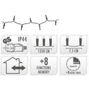 Kerstverlichting 180 led- 13.5m - wit - Timer - Lichtfuncties - Geheugen - Buiten