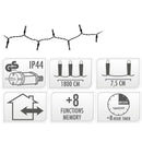 Kerstverlichting 240 led- 18m - wit - Timer - Lichtfuncties - Geheugen - Buiten