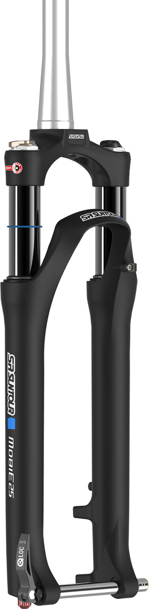 Voorvork 27.5" Suntour Mobie25 AIR LOR 1.5" > 1-1/8" vorkbuis - PM remnokken - 75 mm veerweg