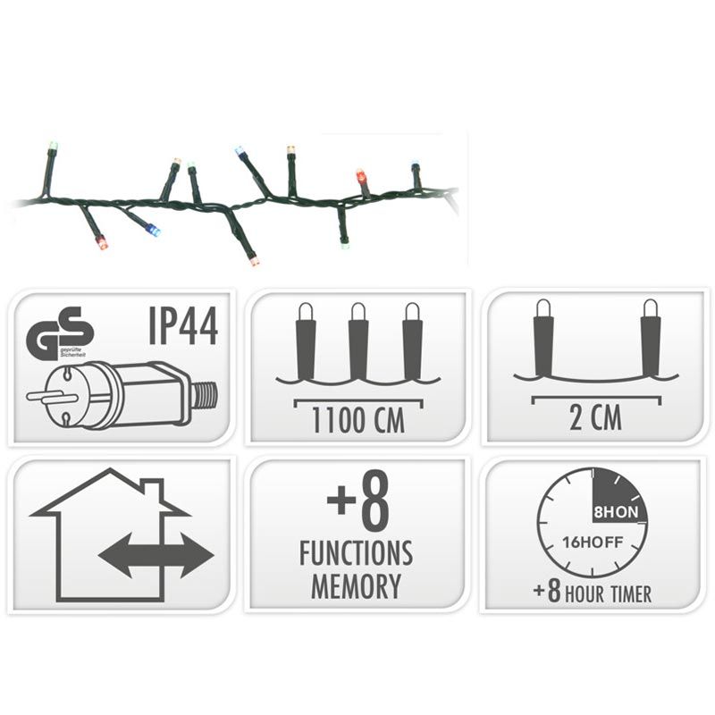 Microcluster - 560 led - 11m - multicolor - Timer - Lichtfuncties - Geheugen - Buiten