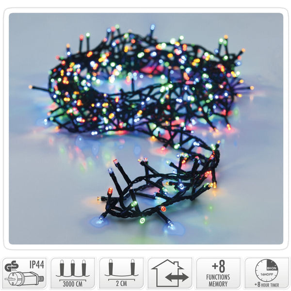 Microcluster - 1500 led - 30m - multicolor - Timer - Lichtfuncties - Geheugen - Buiten