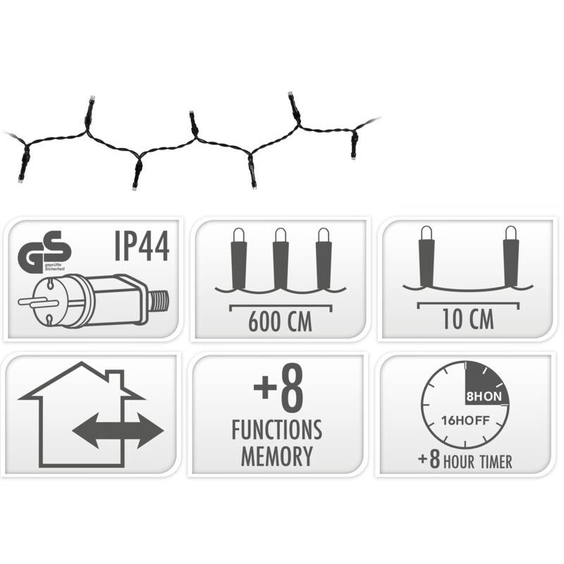 Kerstverlichting 120 led- 9m - extra warm wit - Timer - Lichtfuncties - Geheugen - Buiten