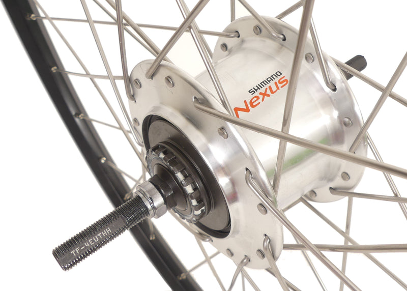 Achterwiel 28" / 622 x 19C met Shimano Nexus 7 naaf voor rollerbrake - zwarte geslepen velg met RVS