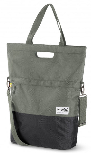 Gerecyclede shopper fietstas Urban Proof 20 liter - groen/grijs
