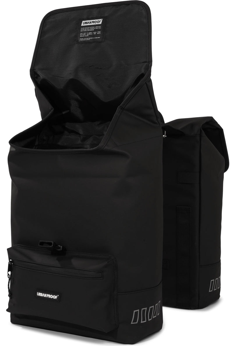 Gerecyclede dubbele fietstas Urban Proof Cargo 38 liter 30 x 15 x 42 cm - zwart