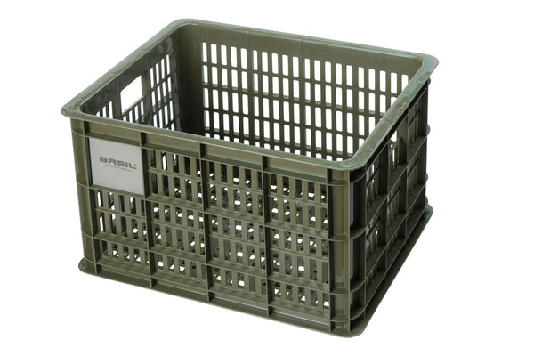 Gerecyclede fietskrat Basil Crate M 29.5 liter 35 x 45 x 25 cm - moss green