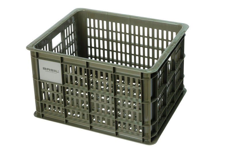 Gerecyclede fietskrat Basil Crate M 29.5 liter 35 x 45 x 25 cm - moss green