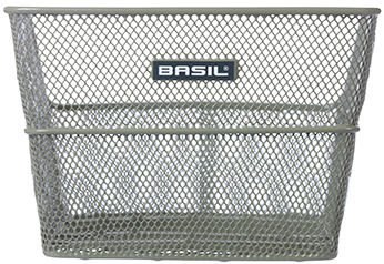 Fietsmand Basil Cento S FM Flower met vaste montage 31 x 21 x 9 cm - olijfgroen