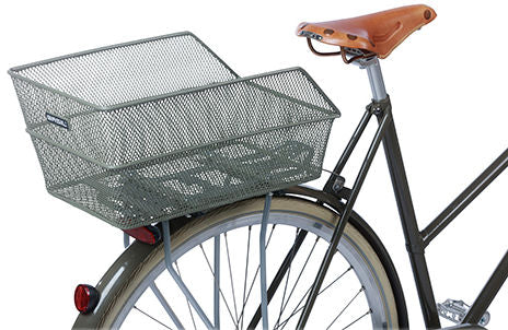 Fietsmand Basil Cento FM Flower met vaste montage 38 x 24 x 11cm  - olijfgroen