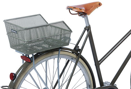 Fietsmand Basil Cento S FM Flower met vaste montage 31 x 21 x 9 cm - olijfgroen