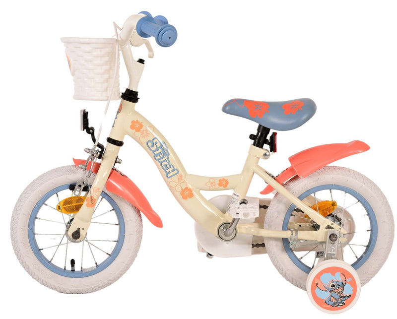 Kinderfiets 12" Volare Stitch - crème koraal blauw