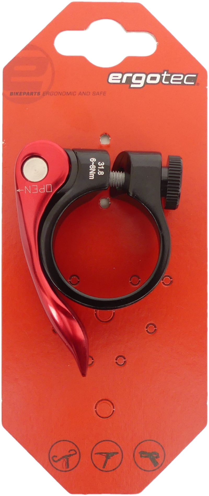 Zadelpenklem Ergotec SCQ-0100 ø31,8 mm aluminium met snelspanner - zwart/rood