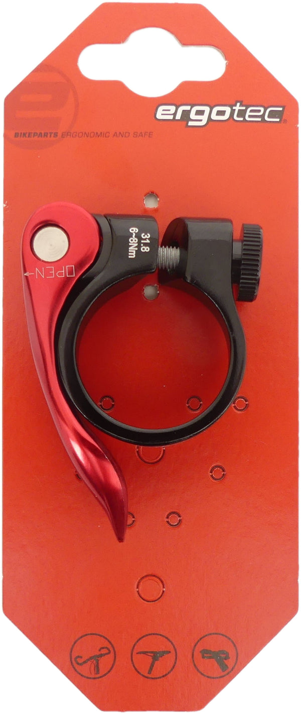 Zadelpenklem Ergotec SCQ-0100 ø34,9 mm aluminium met snelspanner - zwart/rood