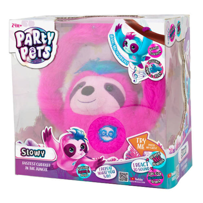 Party Pets Interactieve Knuffel Luiaard Slowy Roze + Geluid