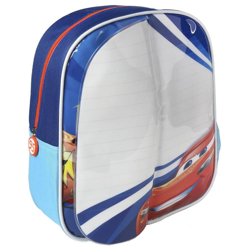 Disney Cars Rugzak met Schrijfgedeelte + 2 Markers 25x31x10 cm Blauw/Oranje