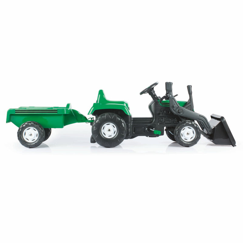 Dolu Pedaal Trekker Graafmachine + Aanhanger Groen