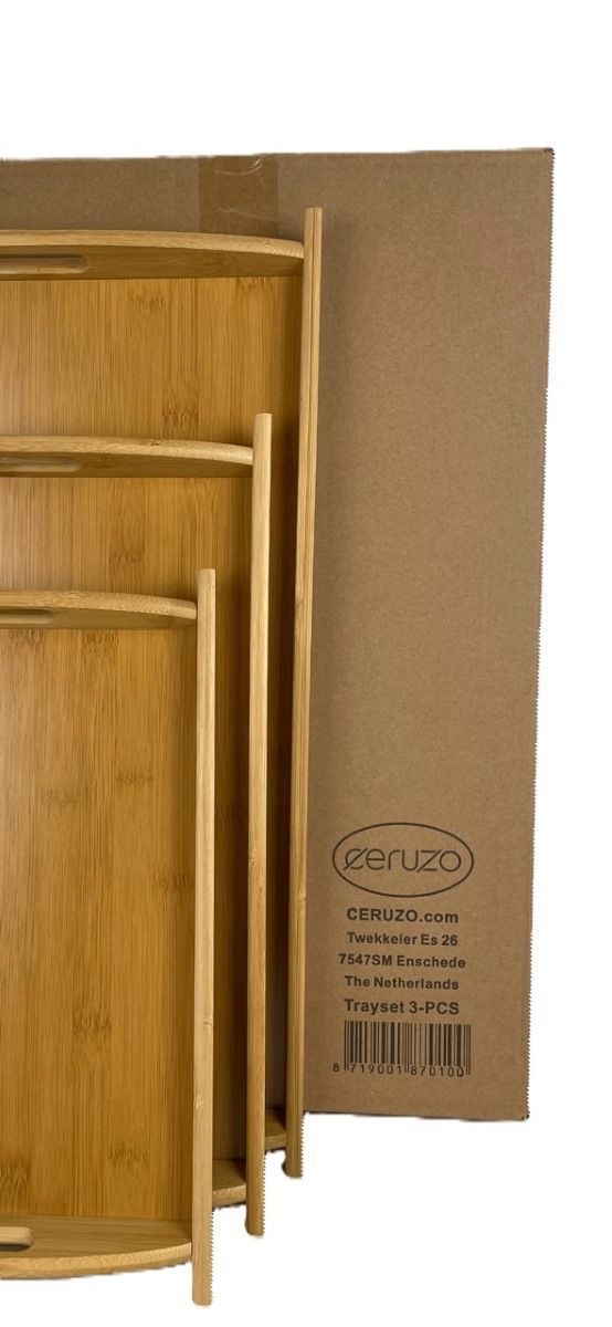 Ceruzo Dienbladen - set van 3 Serveerbladen - Bamboe