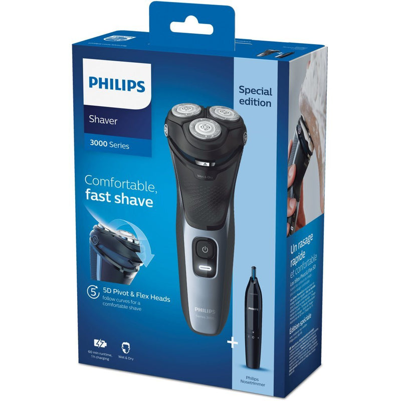 Philips S3133/57 Shaver Series 3000 Scheerapparaat + Trimmer Zwart/Blauw