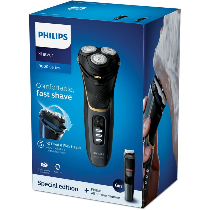 Philips S3333/58 Shaver Series 3000 Wet and Dry Scheerapparaat Zwart/Goud
