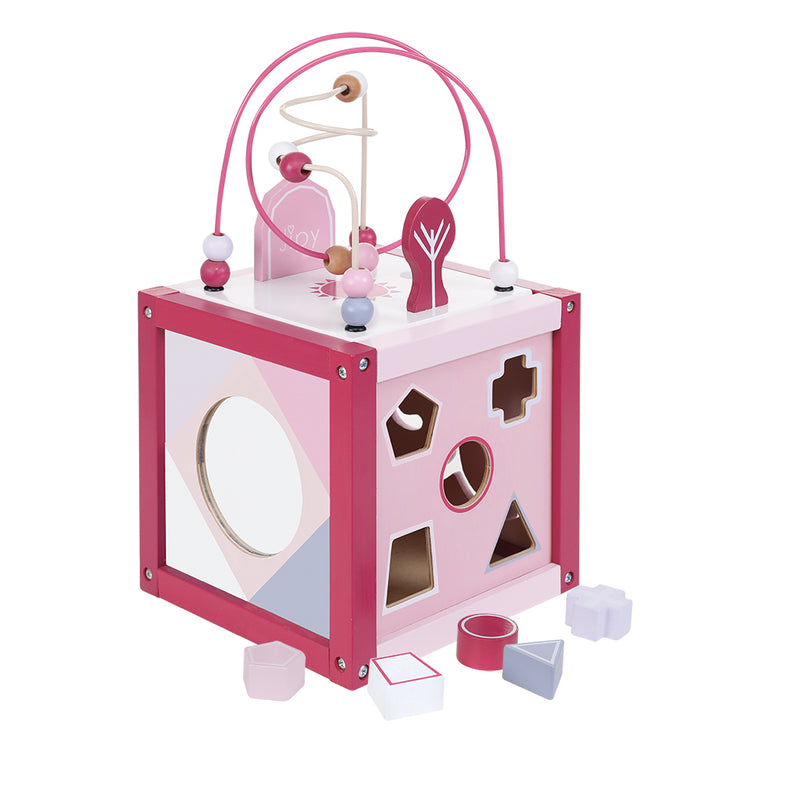 Jipy Houten Activiteitenkubus Roze