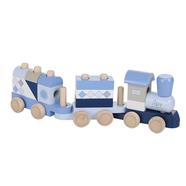 Jipy Houten Blokkentrein Blauw