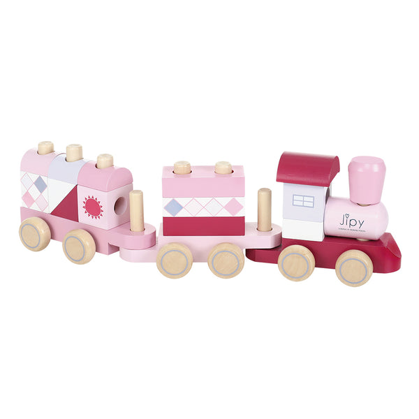 Jipy Houten Blokkentrein Roze