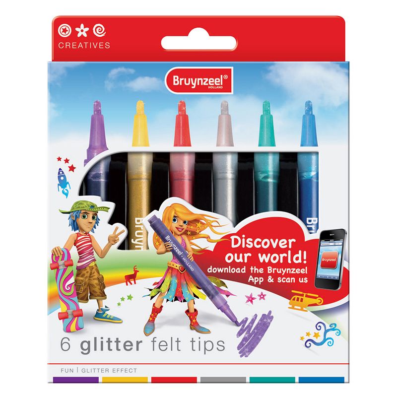 Bruynzeel Glitter Viltstiften, 6st.
