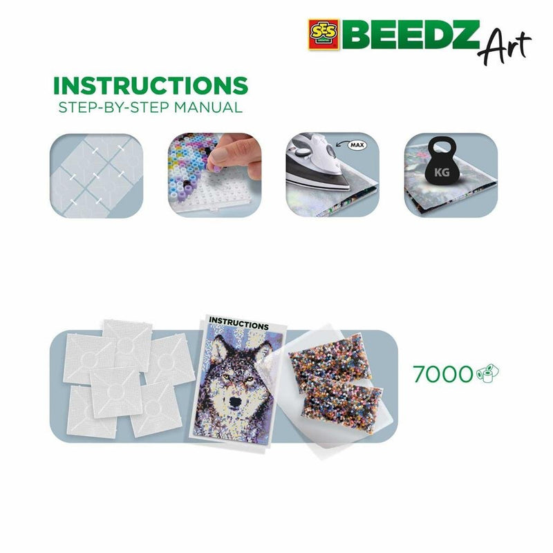 SES Creative Beedz Art Strijkkralen Wolf 45.5x30 cm 7000 Stuks