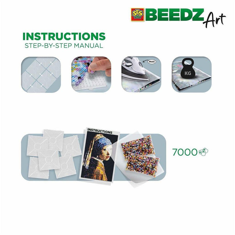 SES Creative Beedz Art Strijkkralen Meisje met de Parel 45.5x30 cm 7000 Stuks