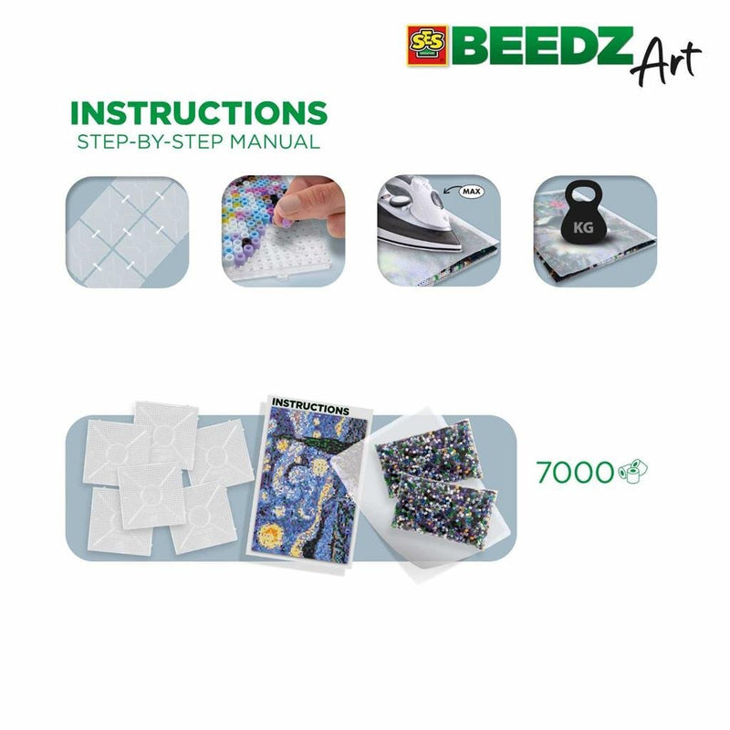 SES Creative Beedz Art Strijkkralen De Sterrennacht 30x45.5 cm 7000 Stuks