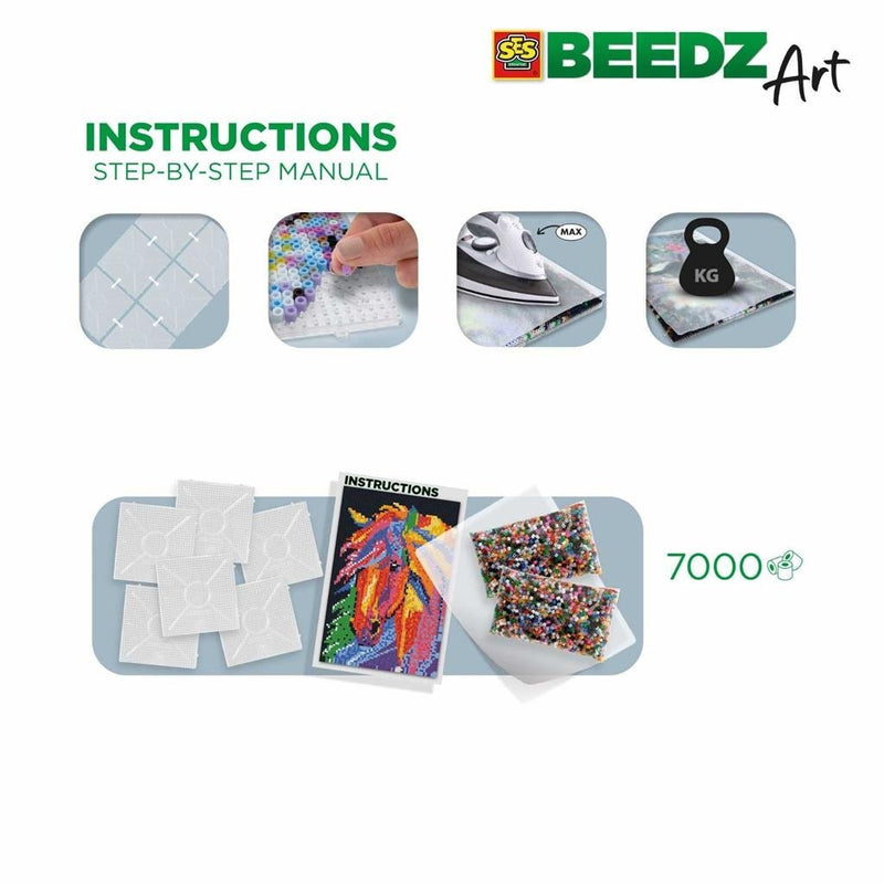 SES Creative Beedz Art Strijkkralen Paard Fantasie 45.5x30 cm 7000 Stuks