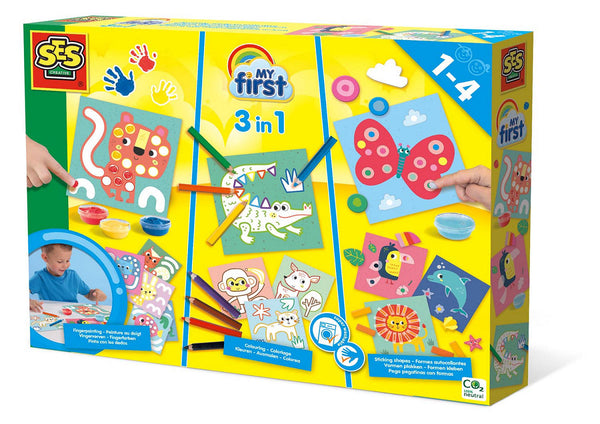 SES My First - 3in1 Vingerverven, Kleuren, Vormen Plakken