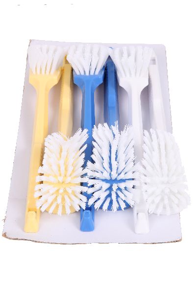 Afwasborstel plastic recht nylon vulling 6 st op kaart