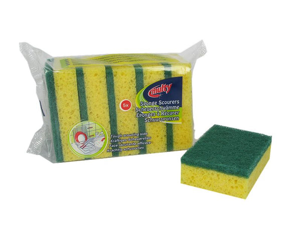 Multy Schuursponzen 5 Stuks Groen/Geel