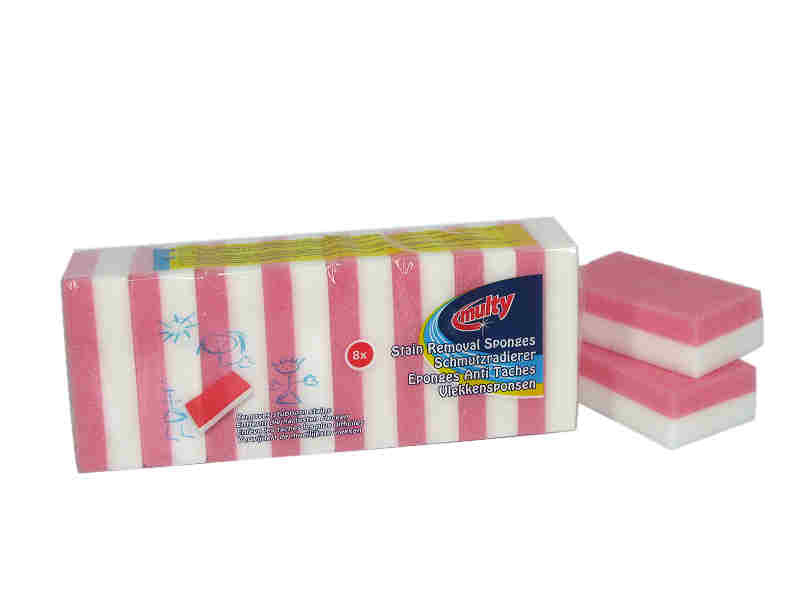 Multy vlekkensponsen 8 stuks rood/wit