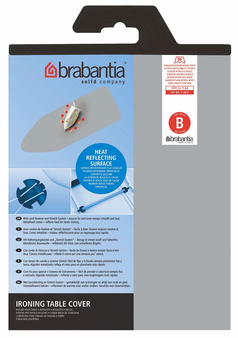 Brabantia Strijkplankhoes 124x38 cm Metallic