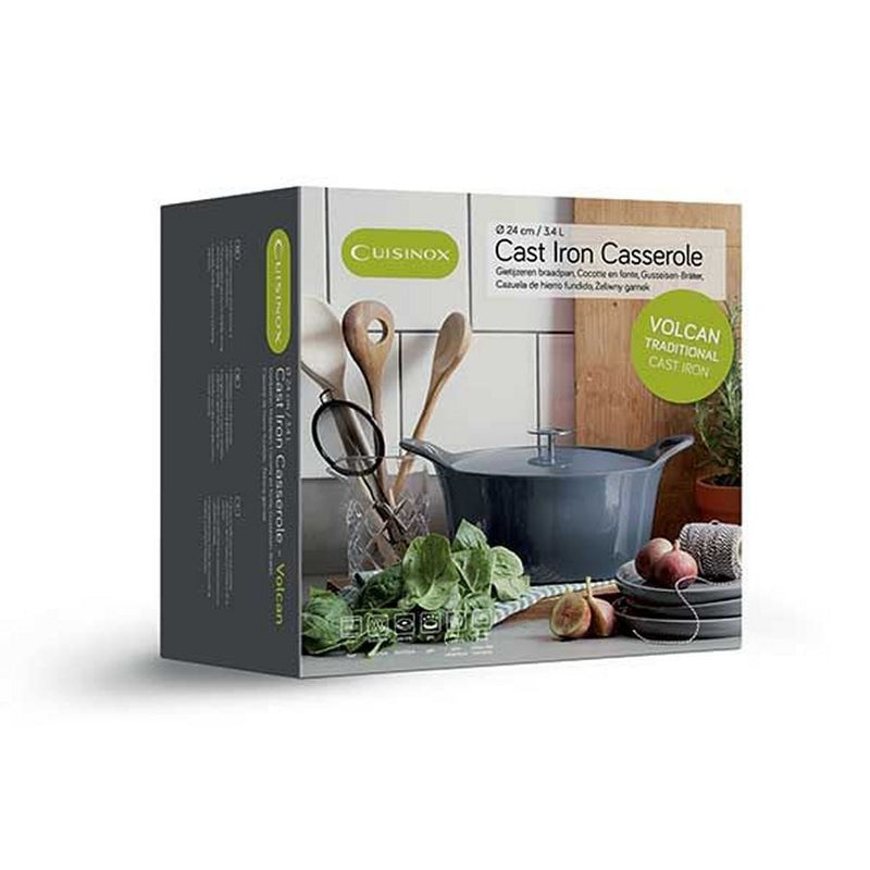 Cuisinox Volcan Gietijzeren Braadpan 24 cm 3.4L Denim Blue/Geëmailleerd